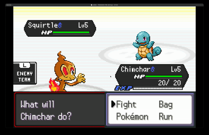 Chimchar vs Squirtle battle